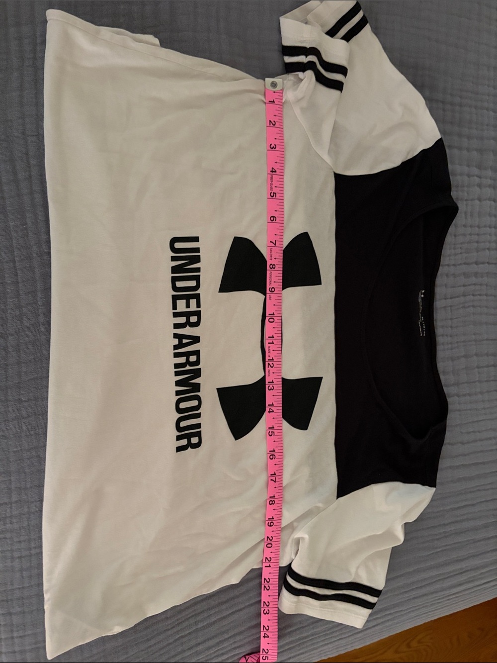 Under Armour White and Black Logo Sports Tee